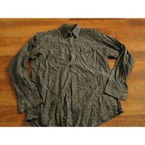 XL Troubador George Strait Wrangler Button Up Gray Pattern Mens
